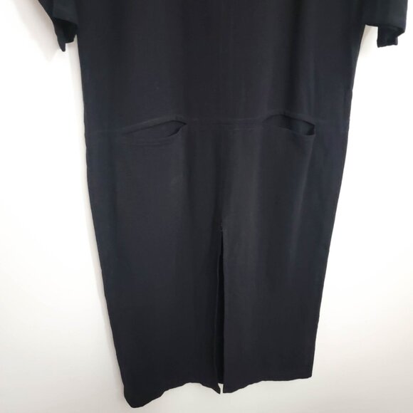Caron Callahan Short Sleeve Pocket Midi Dress in Black Large - Picture 3 of 5